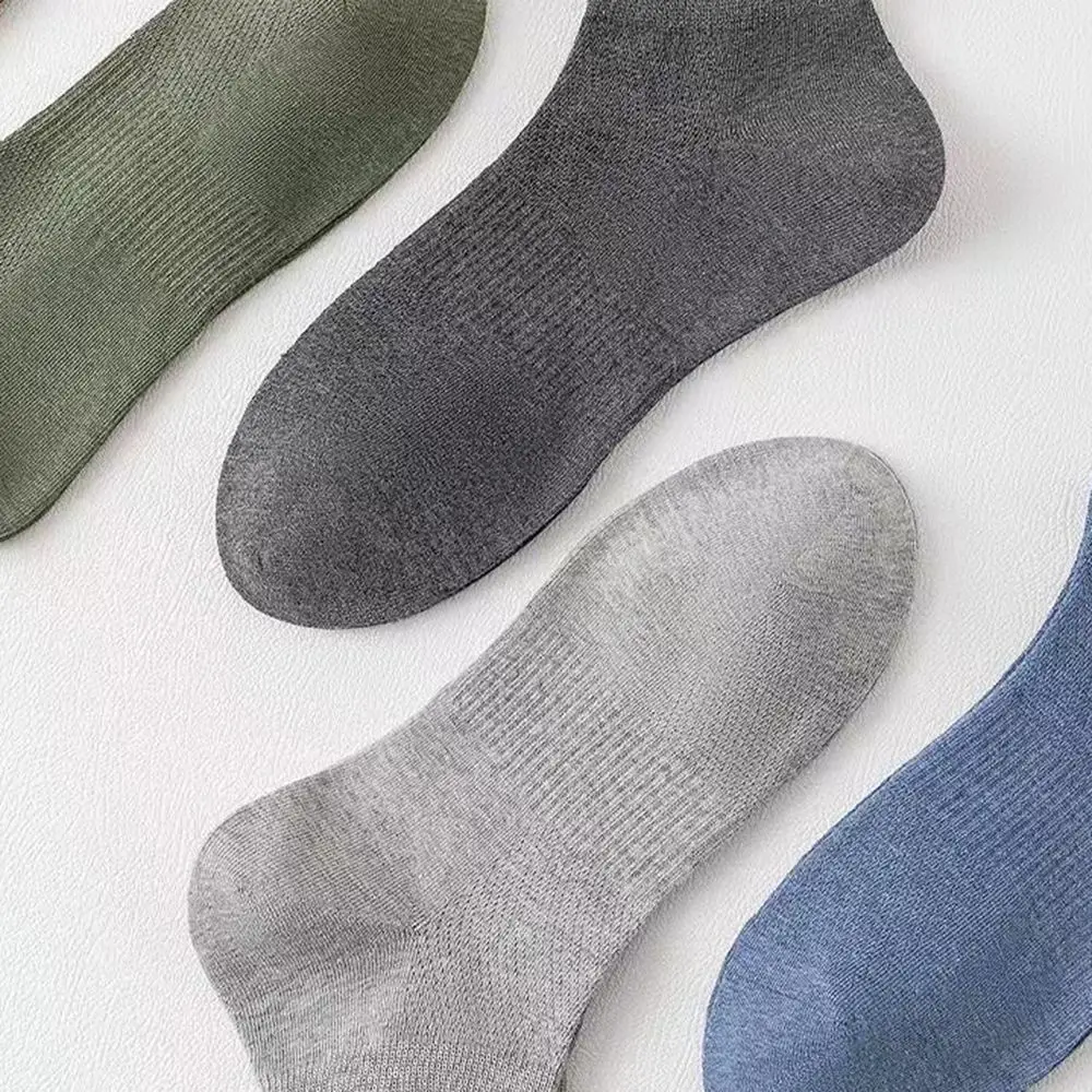 12 Pairs/Set Breathable Men's Summer Socks Thin Sweat Absorbing Mesh Short Socks Quick Dry Hollow Out Invisible Ankle Socks