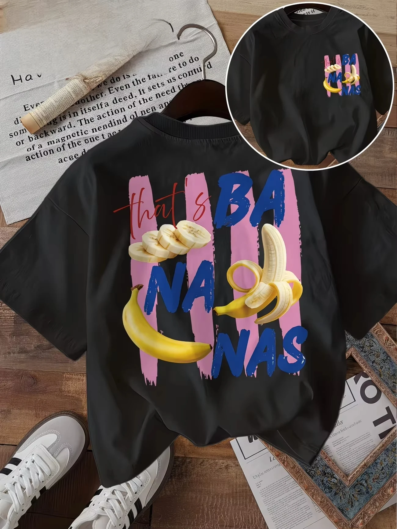 That's Bananas Graphic T-Shirt Women Funny Fruit Print Tee Vintage Aesthetic Harajuku Short Sleeve Casual Summer Fashion Top