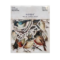 Retro Crown Bird Album Decoration Stickers Vintage Materials Animal And Plant Diary Junk Journal Sticker
