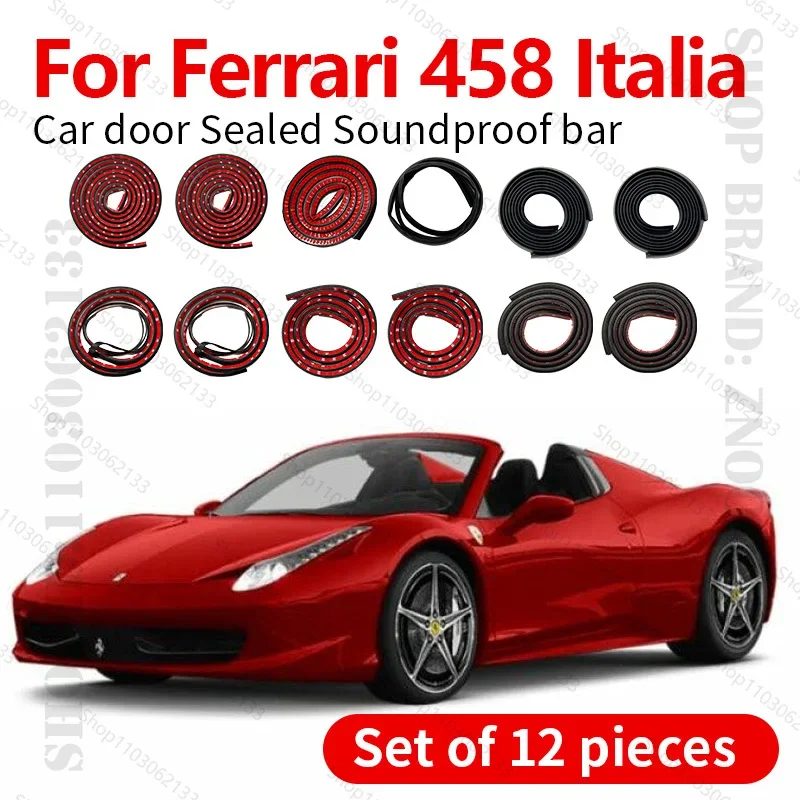 Car Door Seal Strip Rubber Double Layer Sealing Protector Soundproof Strip Dustproof Seal Strip 12PCS Set For Ferrari 458 ltalia