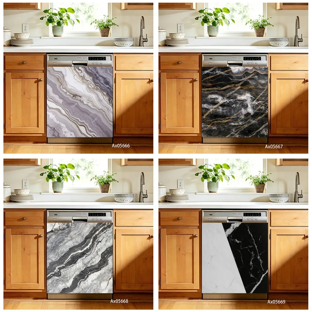 

Luxury Gold Vein Marble Dishwasher Door Sticker Full Door Wrap Wallpaper Customize Home Decoration Door Poster Stickers