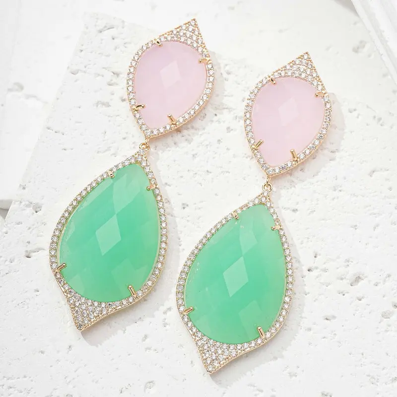 

Bilincolor Fashion Green and Pink Earring for Women