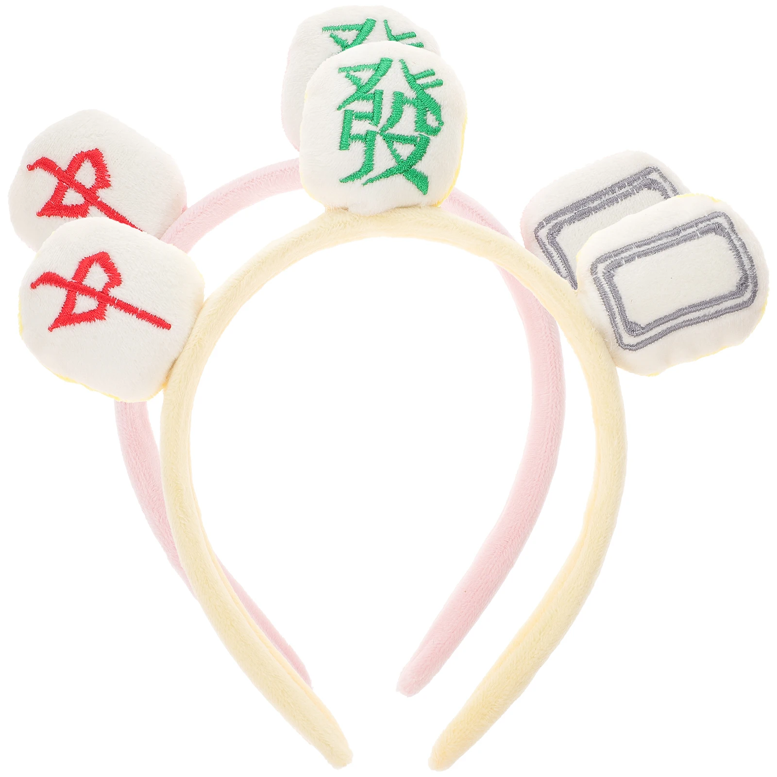 

2Pcs Mahjong Hairbands Headbands for Girls Pink Yellow Spa Face Washing Makeup Accessories Keeps Hair Neat Tidy