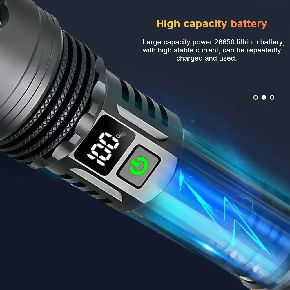 High Power LED Flashlights Zoom Tactical Bright Light Torch USB Rechargeable Waterproof Lantern For Outdoor Camping Hunting