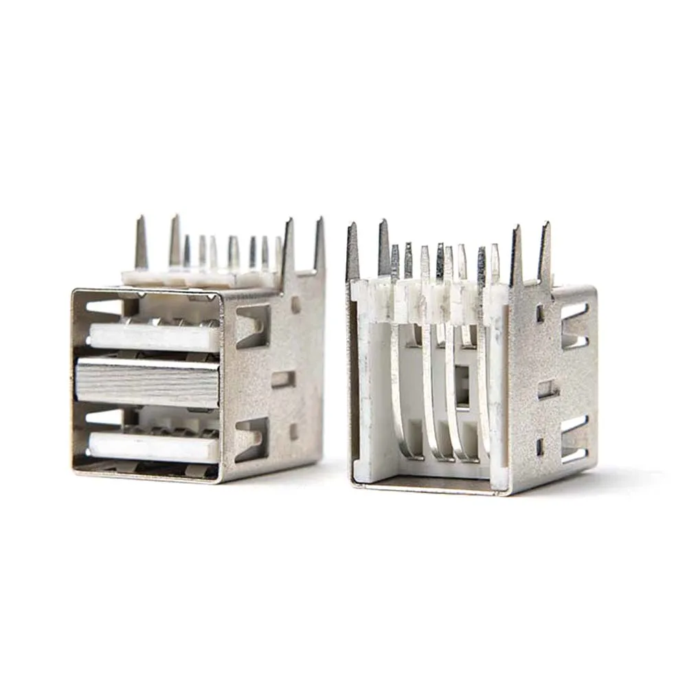 Double USB Type A Female Solder Jacks Connector  USB-A type 90 Degrees17.0 Socke
