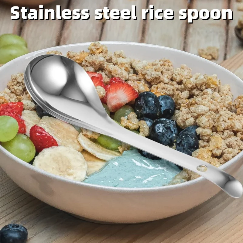 Stainless Steel Rice Spoon Soup Spoon Serving Spoons, Spatula Rice Paddle Serving Spoon for Home Kitchen Restaurant