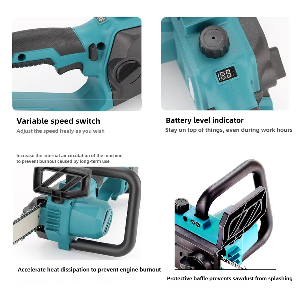 VILASTING 12IN Brushless GardenTrimming Electric Chain Saw 600W Cordless Wood Cutting For Makita/Dewalt/Milwaukee 18V BatteryPin