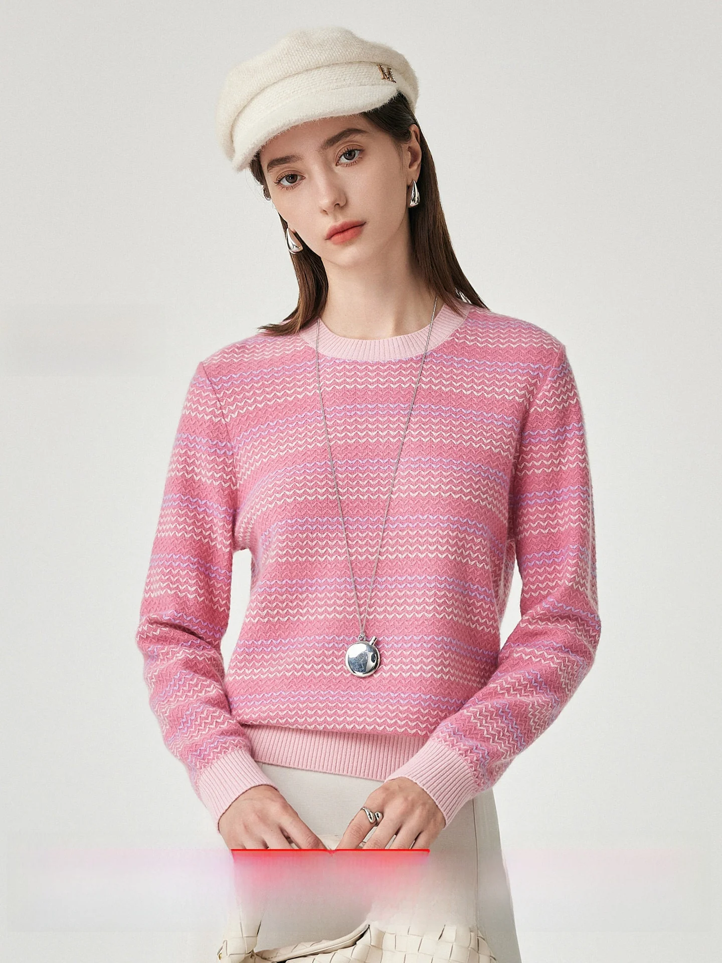 

Zhaojun Soft Cute Thiened 00 Wool Knitted Sweater round Ne Autumn Winter Base Layer Color Blo Women's Casual Long Sve
