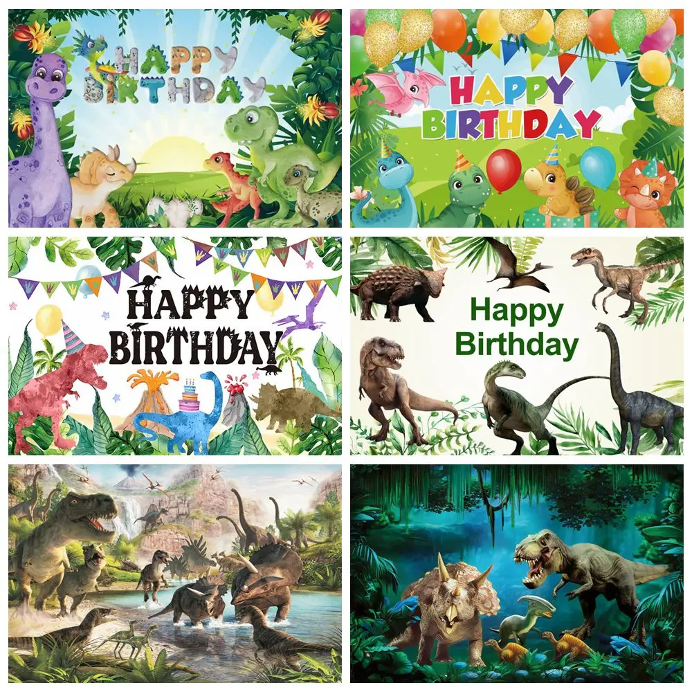 

Dinosaur Jungle Forest Animal Safari Party Wild Baby Shower Boy Birthday Backdrop Photography Background for Photo Studio Props