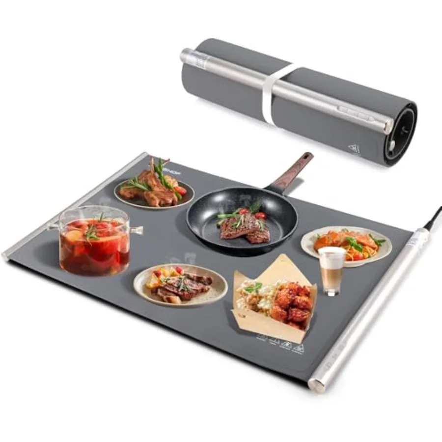 

Warming Mat for Food, Electric Extra Large Food Warming Mat for Countertop, Fast Heating Warming Tray for Buffets Party, 3 Leve