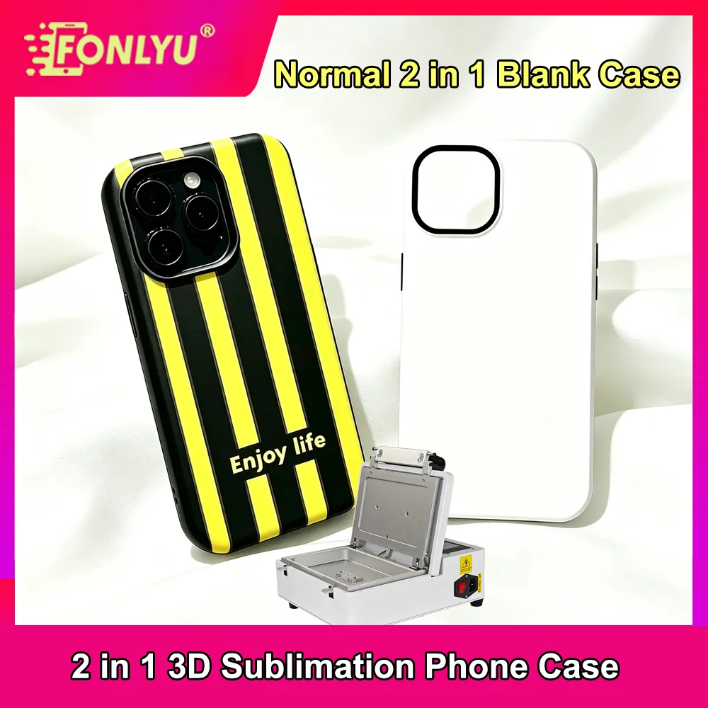 

FONLYU 10pc 2 in 1 Blank Phone Case 3D Sublimation Print Covers for iPhone 17 16 15 14 Pro Max DIY Printing Thermal Mobile Shell