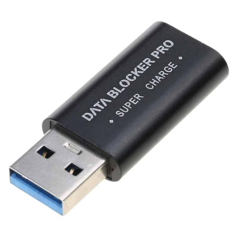 Adaptador carga rápida USB con protector robo datos Bloqueador datos USB aluminio