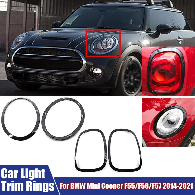 Car Headlight Trim Rings Rear Tail Lamp Cover For BMW Mini 3/5-Door Hatchback F55/F56 2014-2021/2-Door Convertible F57 2016-2021