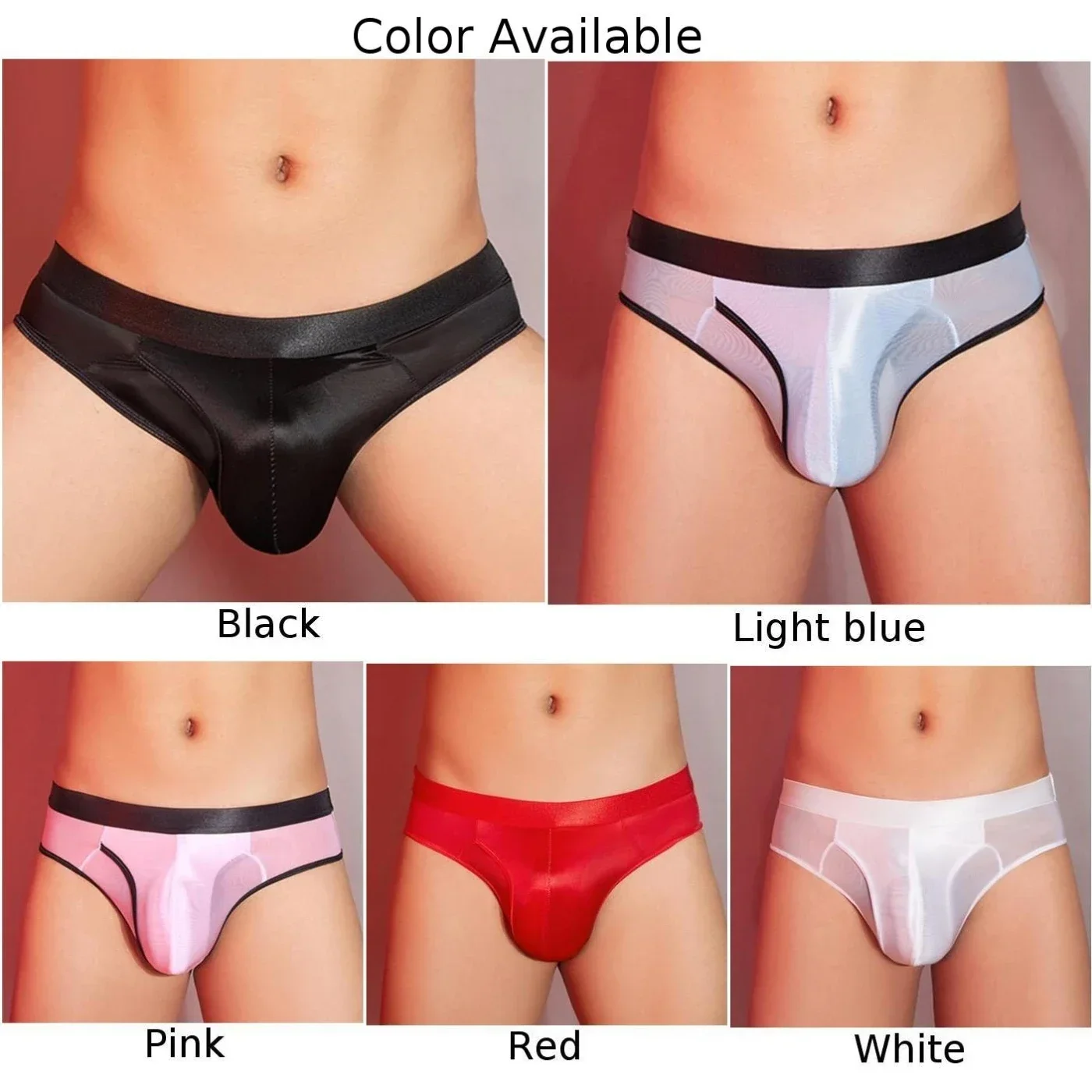 New Men Sexy Oil Glossy Low Waist Underwear Shorts Bulge Pouch Skinny Breathable Underpants Panties Elastic Solid Men\'s Briefs