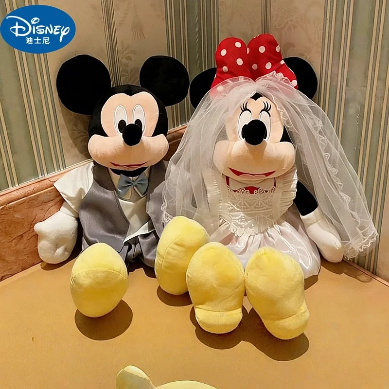 

Hot Diney Cute Mickey Minnie Wedding Dress Models Plush Stuffed Toys Kawaii Cartoon Couple Dolls To Girls Best Gifts