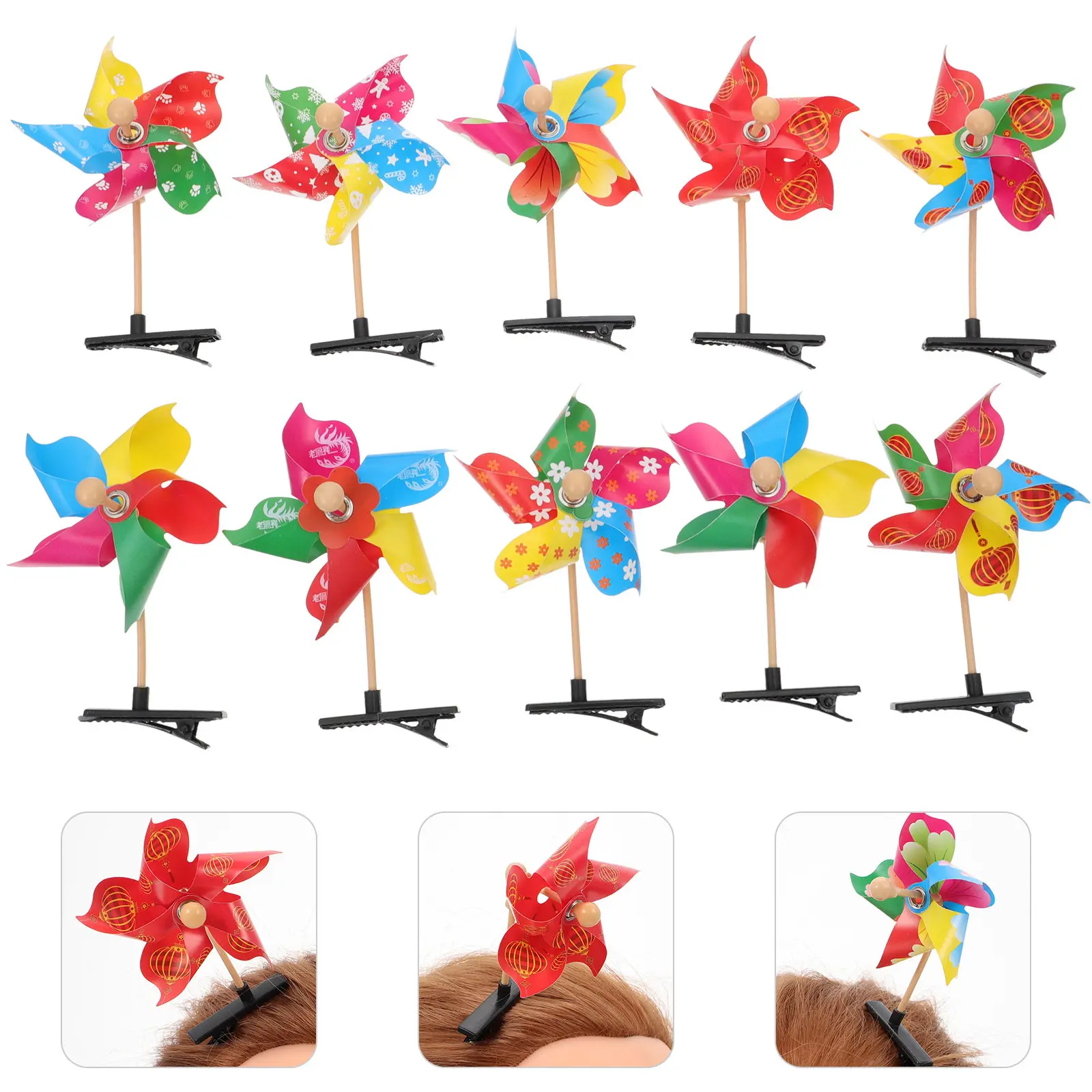 

20Pcs Windmill Hairpin Kids Hair Accessory Chic for Festival Photography Birthday Gift Outdoor