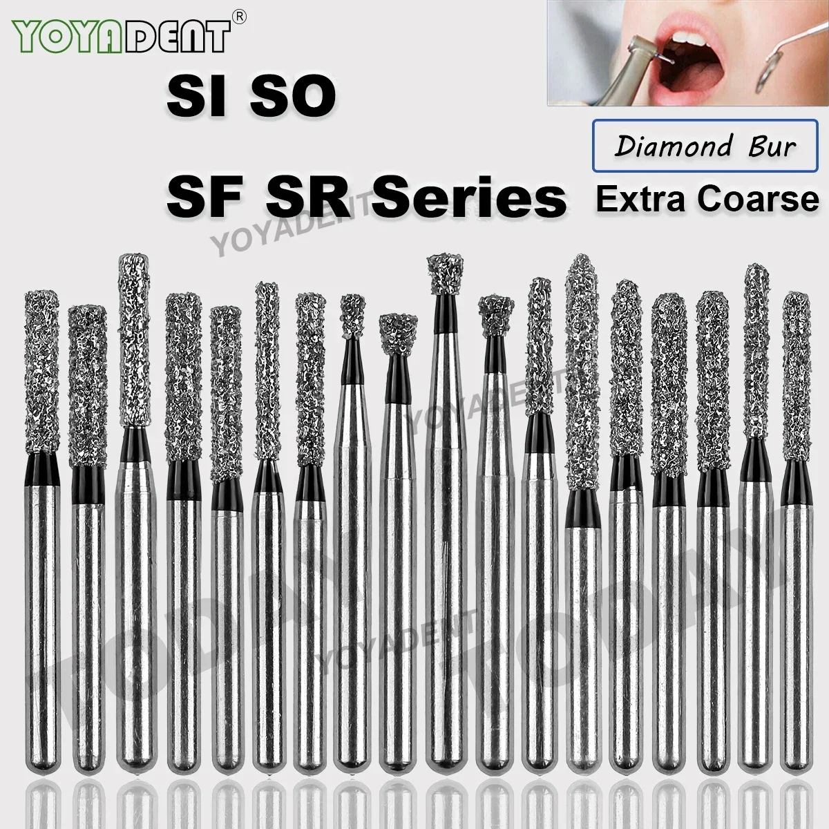 

SI/SO/SR/SF Type Dental Burs Diamond Burs Extra Coarse Dentistry Strawberries FG 1.6mm For High Speed Handpiece 10Pcs/Pack