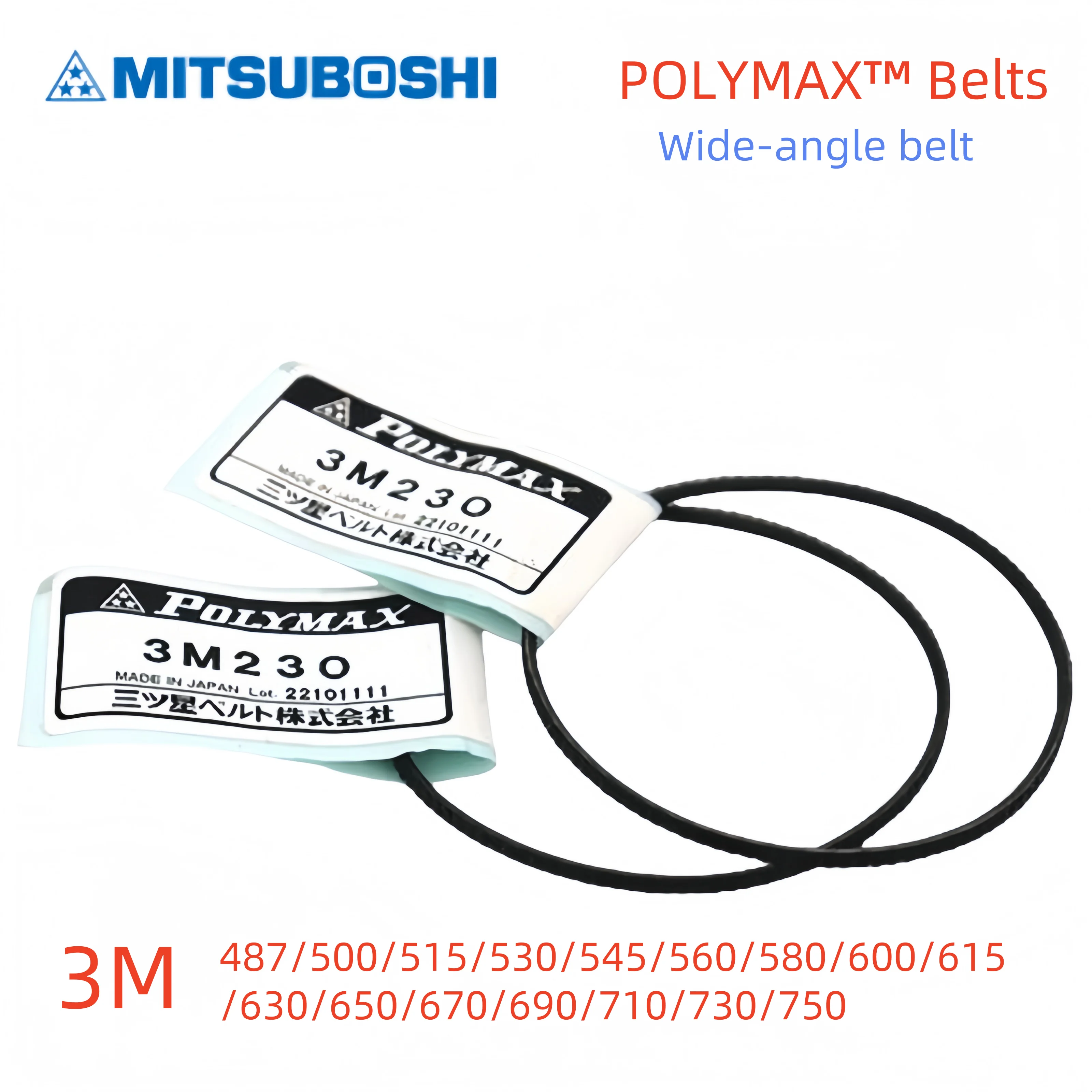 

MITSUBOSHI POLYMAX™ Belt 3M 487/500/515/530/545/560/580/600/615/630/650/670/690/710/730/750 Industrial transmission belts