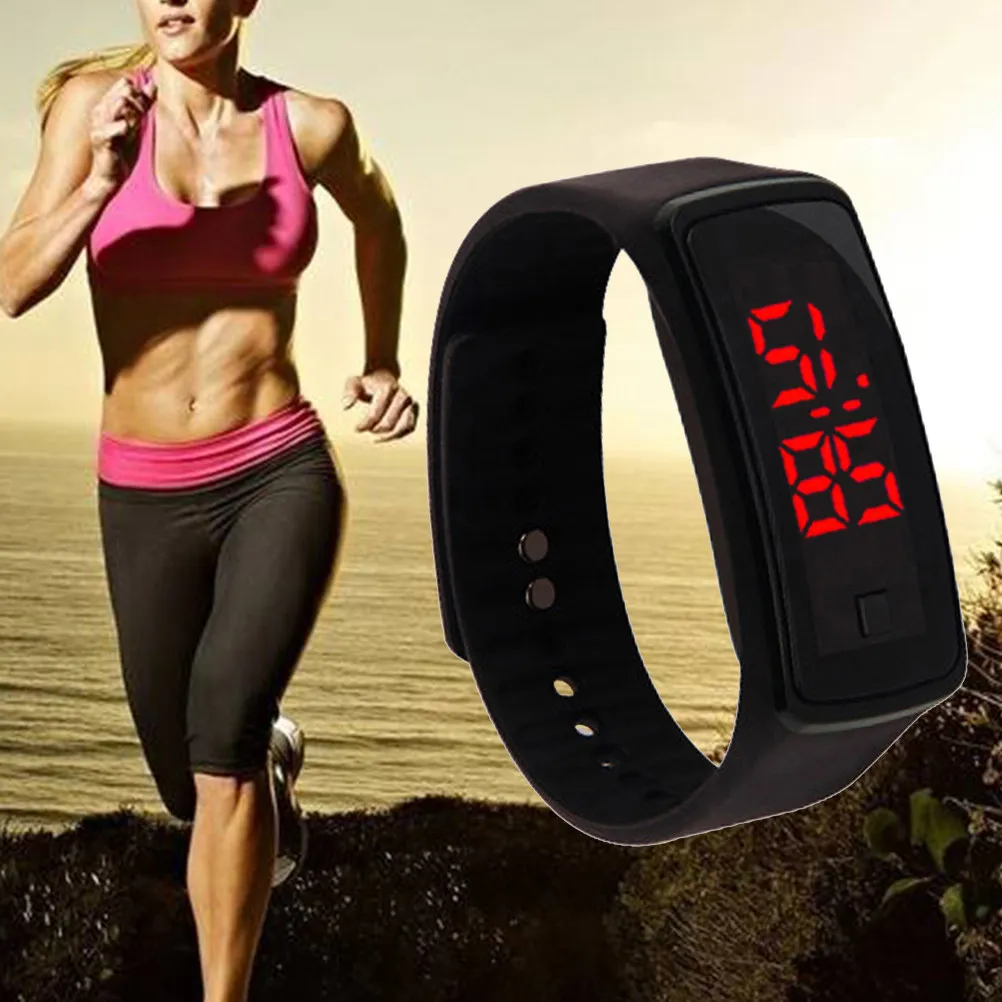 

Светодиодные цифровые часы для детей, наручные часы для активного отдыха, небесно-голубой силиконовый ремешок, унисекс, модный простой дизайн, удобная регулируемая застежка