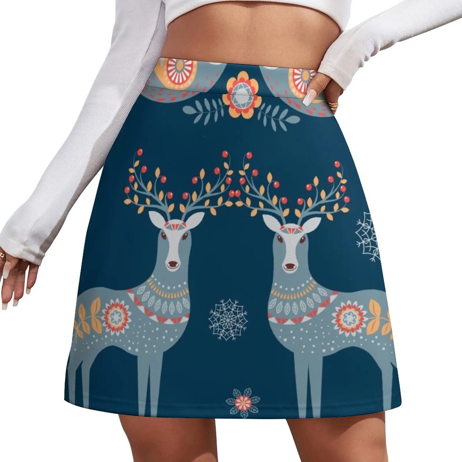 

Nordic Winter Blue Mini Skirt midi skirt for women School uniform short skirts for women