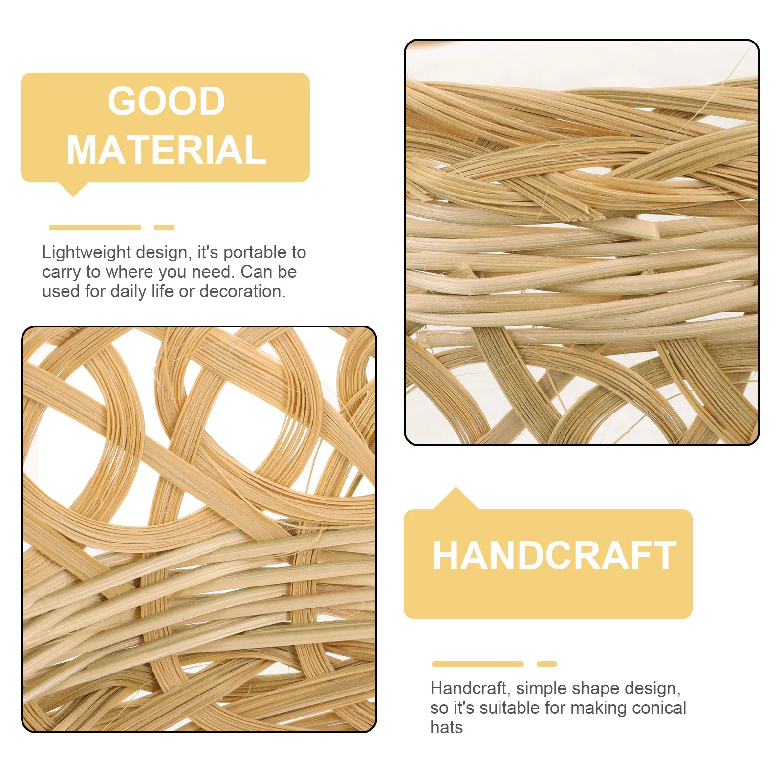 6Pcs Farmer Hat Inner Loop Bamboo Ring Sturdy Lightweight DIY Support for Conical Rice Hat Making Accessories Straw Inner Loop