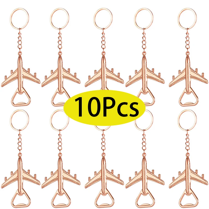 10Pcs Plane Bottle Opener Keychain For Men Car Bag Keyring Air Plane Model Fighter Toy Travel Fashion Gift