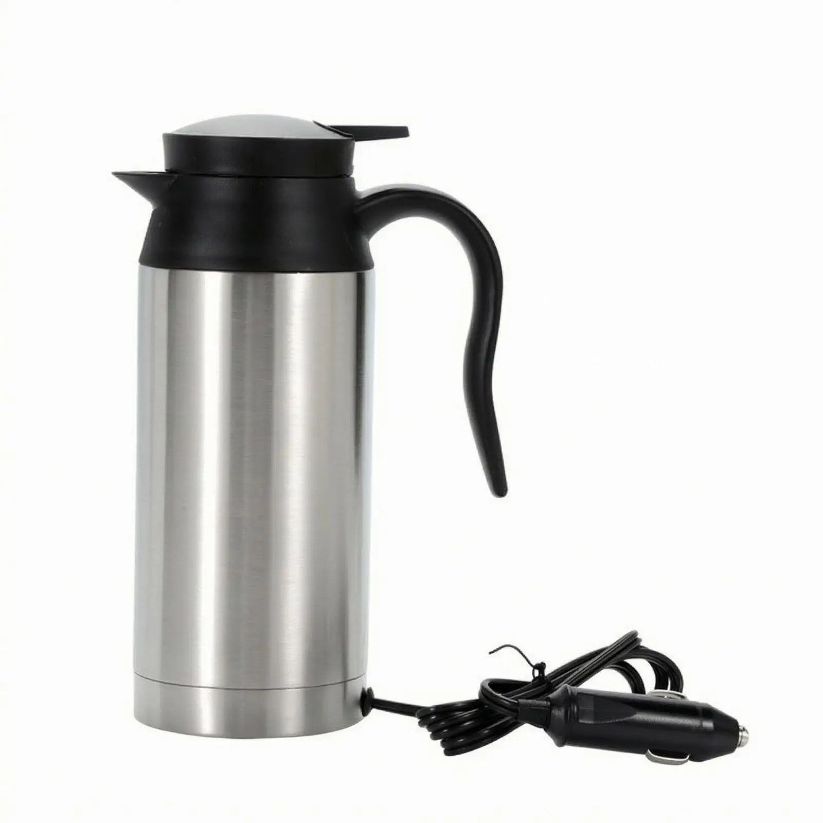 on the Go Electric Car Kettle Stainless Steel Boiler with Cigarette Lighter Cord for Truck Cab Tea Making