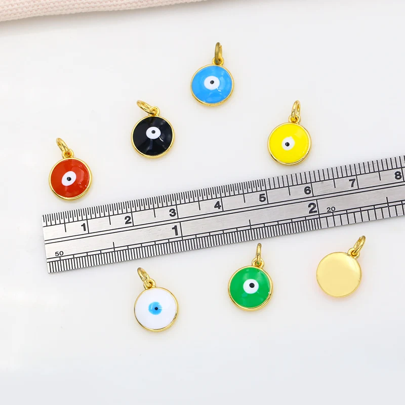 OCESRIO Brass Gold Plated Evil Eye Enamel Charms for Jewelry Making Bulk Small Charms Jewelry Making Supplies chma060