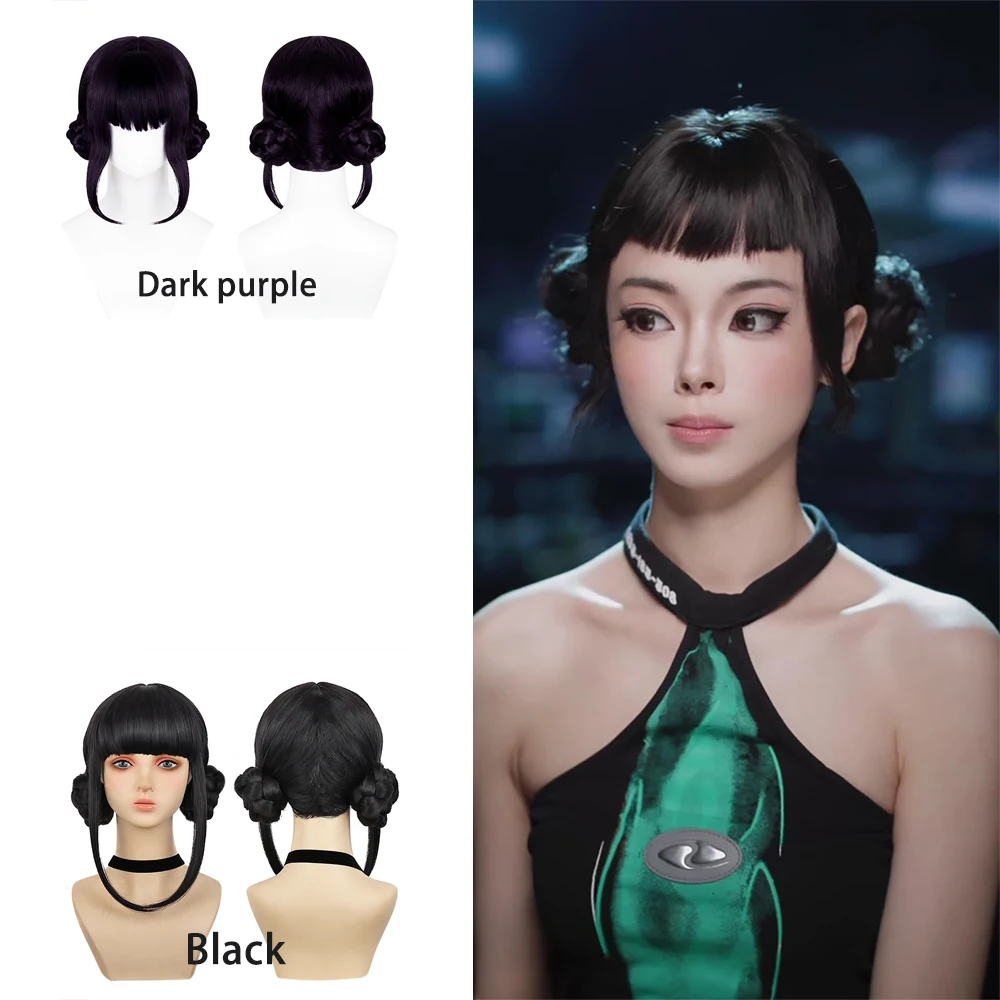 

High-Quality Anime Kpop Demon Hunters‌ Zoe Cosplay Synthetic Hair Dark Purple Black Stage Performance Comic Show Wig Natural