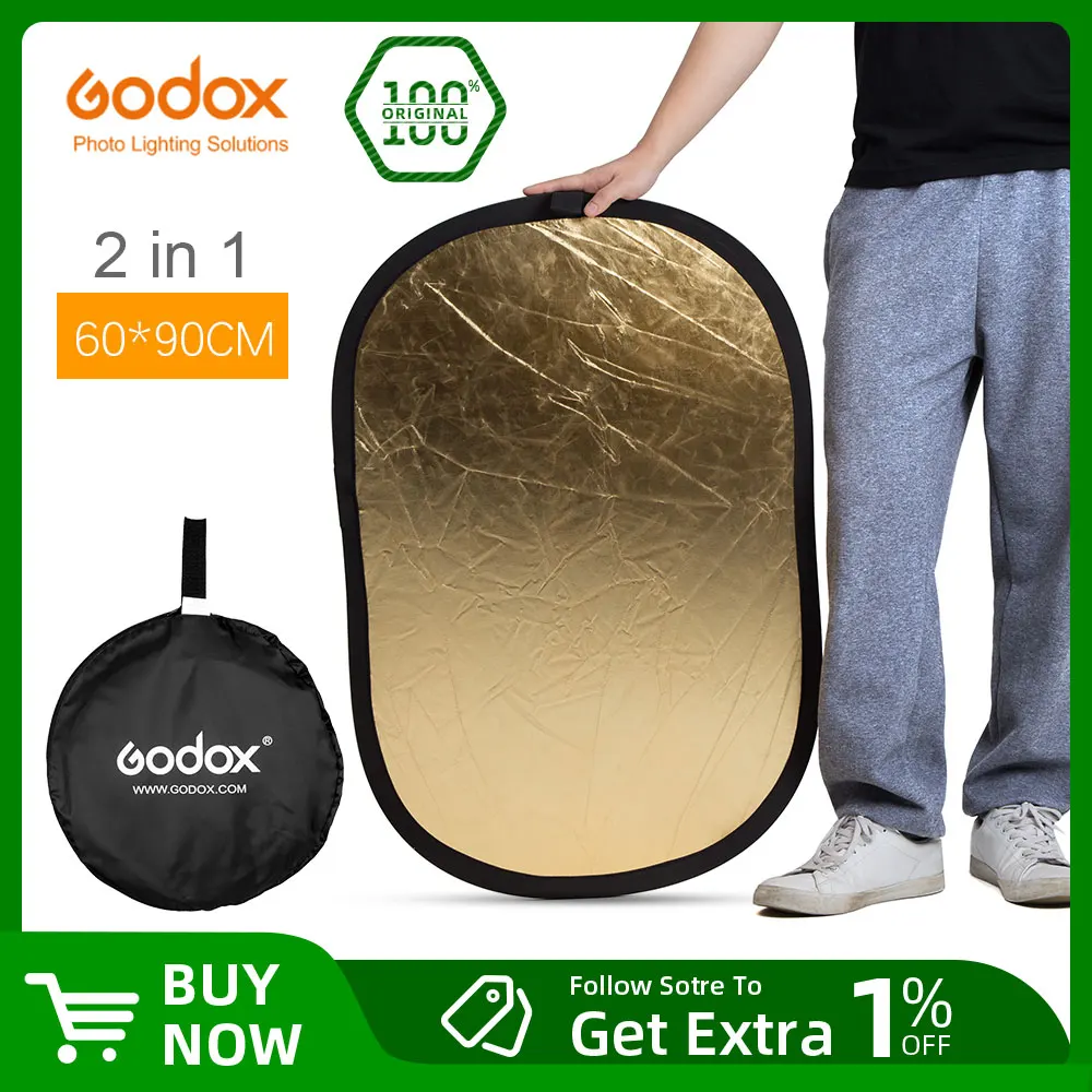 Godox 60x90cm 80cm 110cm 100x150cm 150x200cm 2 in 1 Collapsible Light Round Photography Reflector for Studio Multi Photo Disc