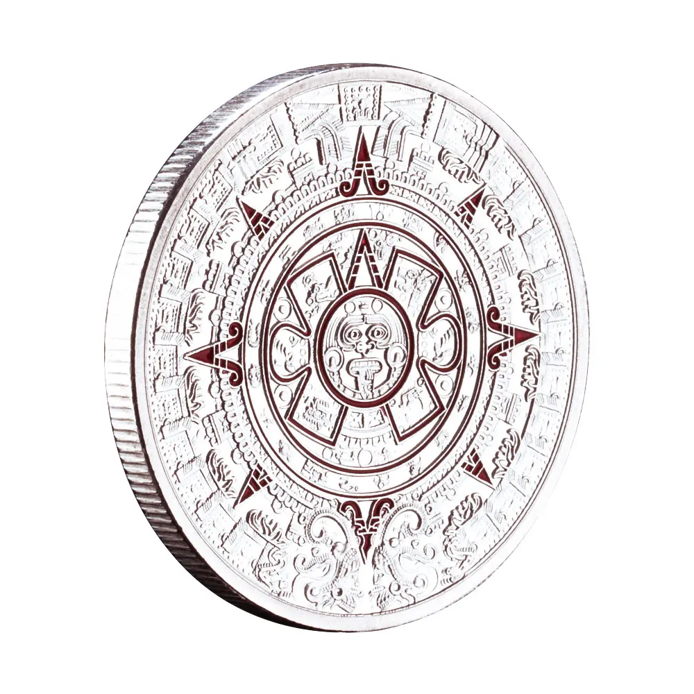 Maya Memorial Coin Pyramids Coins American Coins Mexico Aztec Silver Plated Foreign Non-currency Coins