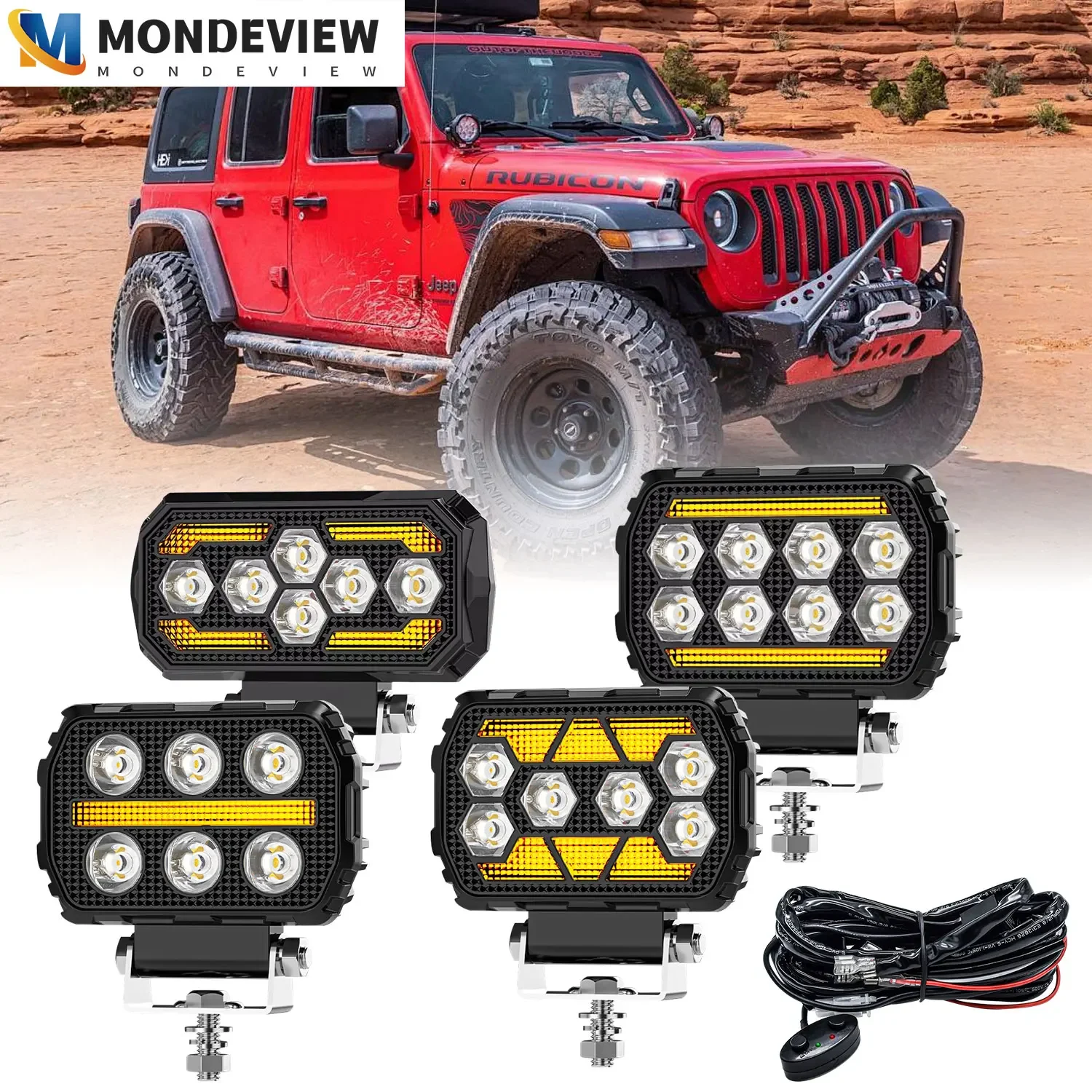 MONDEVIEW 4.5/5-inch DRL daytime running light 6500K 220W 2200LM modified LED work light suitable for ATV SUV off-road vehicles