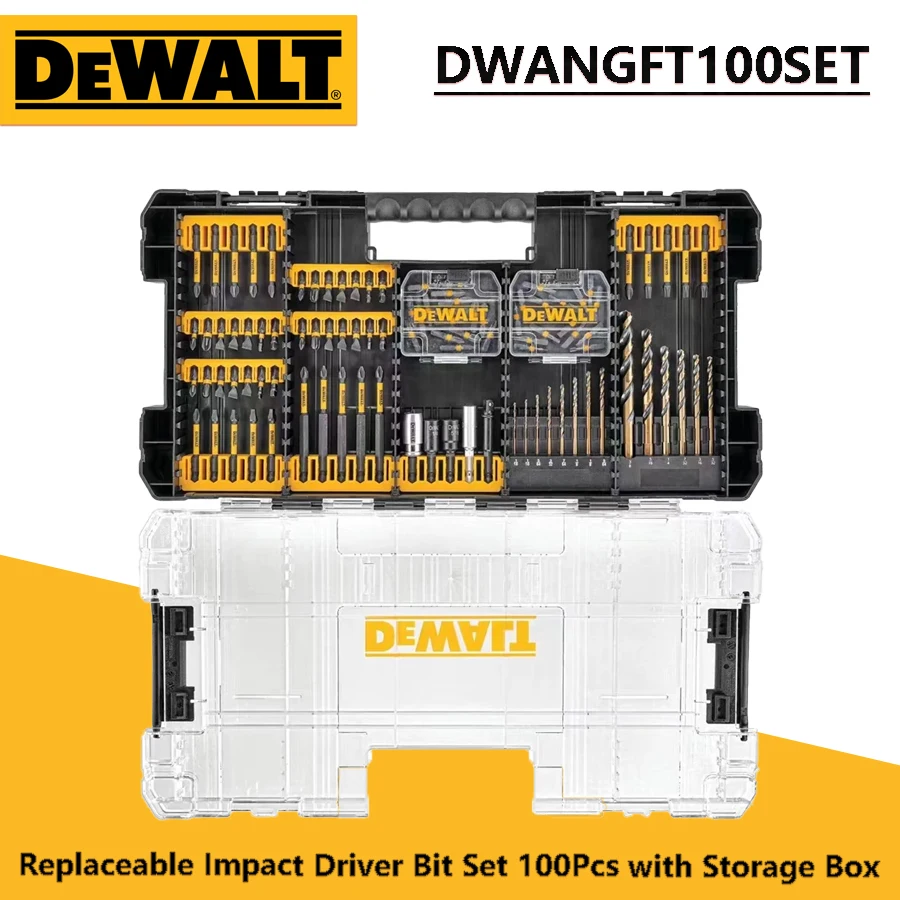 DEWALT DWANGFT100SET Juego de puntas de controlador de impacto 100 piezas con caja de almacenamiento Juego de brocas reemplazables Accesorios de herramientas eléctricas