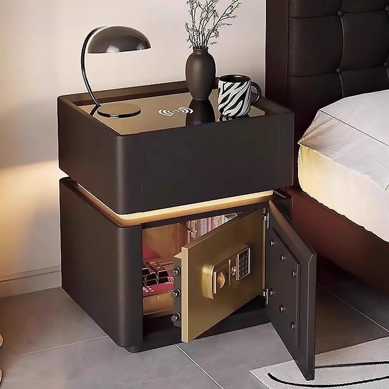 

Household multi-functional smart bedside table safe integrated simple modern bedroom storage locker bedside cabinet