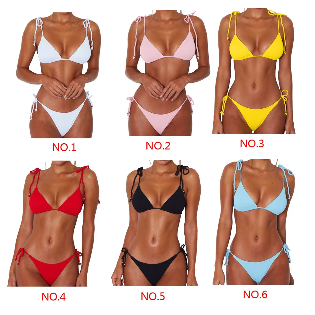 2pcs/set Girls Bikini Swimwear Swimming Suit Beach Wear Outdoor Blue M