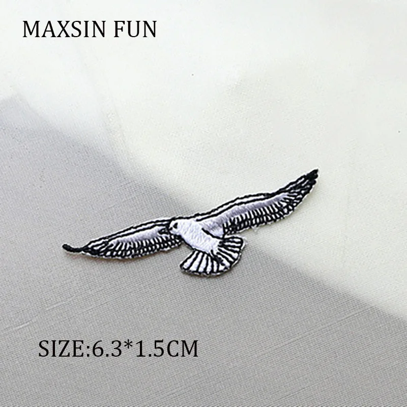 White Flying Seagull Iron on Patches Ocean Theme Embroidered Clothes Decorative Stickers Small Hole Filling DIY Back Adhesive