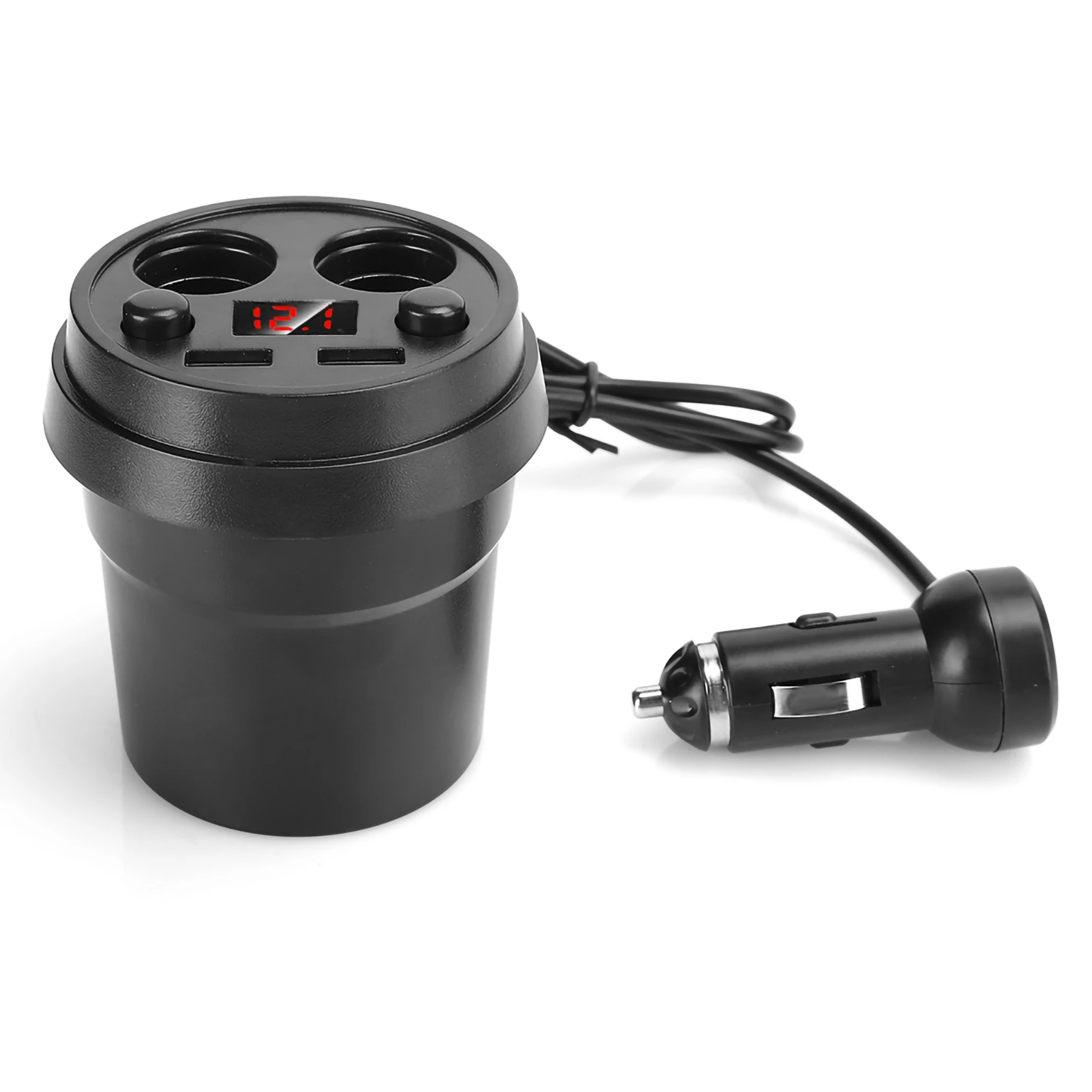 USB Car Charger Multifunction Cup Holder Car Charger One Drag Two Independent Switch Double Cigarette Lighter Hole Dual USB Port