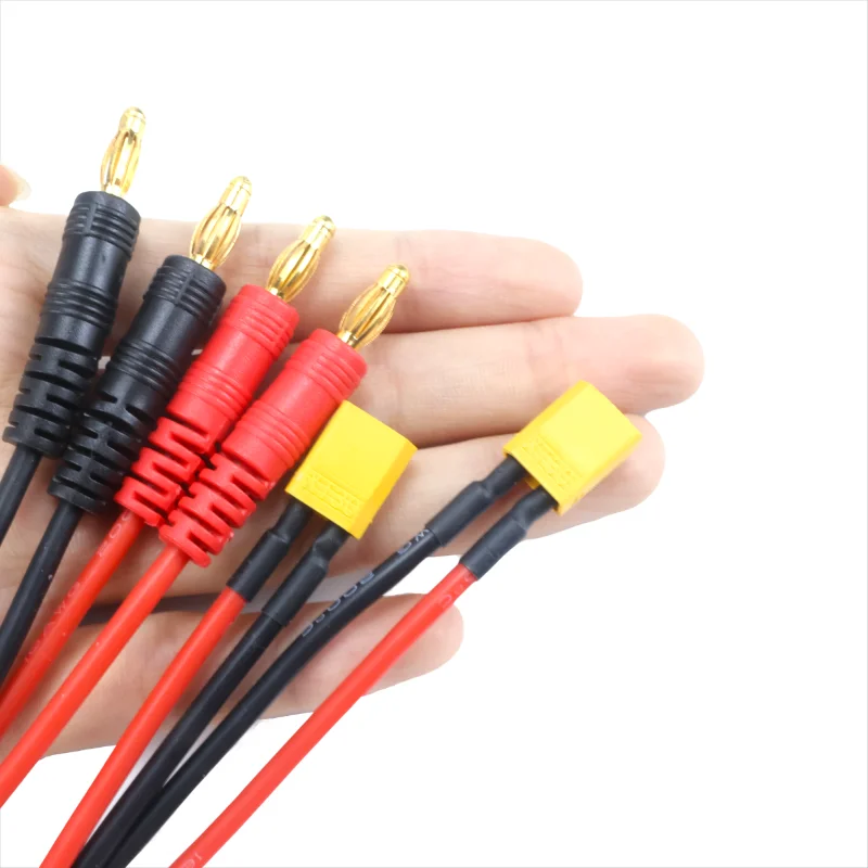 Durable Type 2pcs XT30/XT60/XT90/EC5 to 4mm Banana Plug Charging Cable 14AWG Silicone Wire 15cm for Lipo Battery Balance Charger