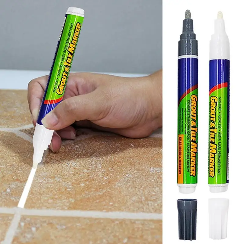 Tile Gap Filler Waterproof Strong Coverage Grout Restorer Tile Pen with Replacement Nib Tip Not Easy to Fade for home office