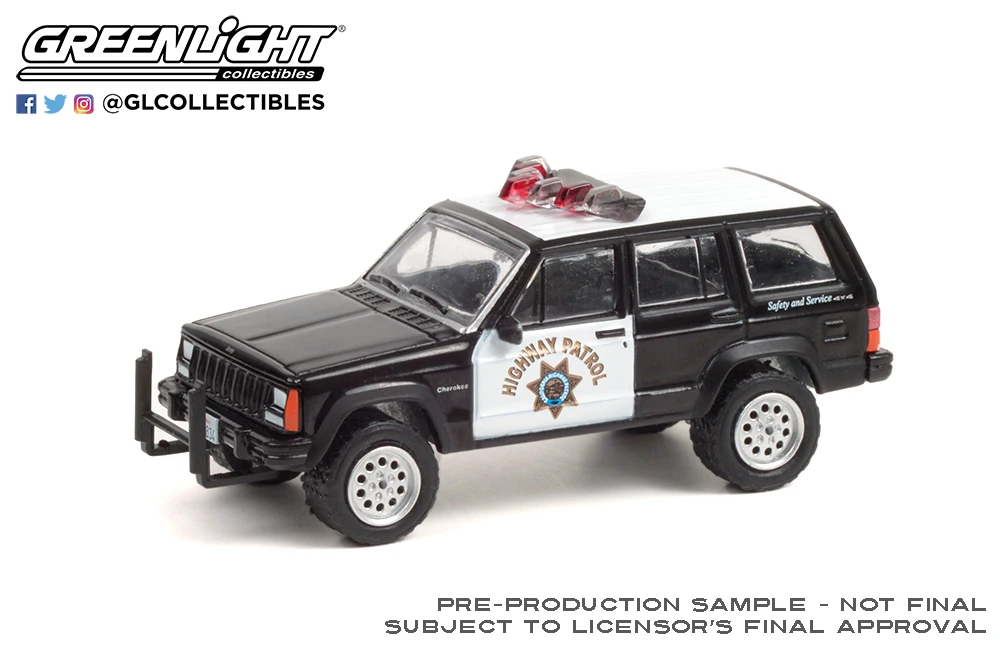 GreenLight 1:64 1993 Jeep Cherokee voiture de police alliage simulation micro modèle de voiture collection décoration voiture jouet cadeau