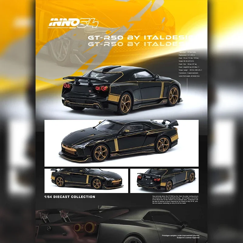 INNO 1:64 GTR R50 ITALDESIGN Black Diecast Diorama Car Model Collection Miniature Toys