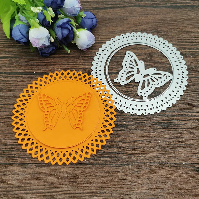 Okrągłe tło motyla metalowe matryce do wycinania, szablony do DIY, Scrapbooking, dekoracyjne wytłaczanie, rękodzieło, szablon do cięcia