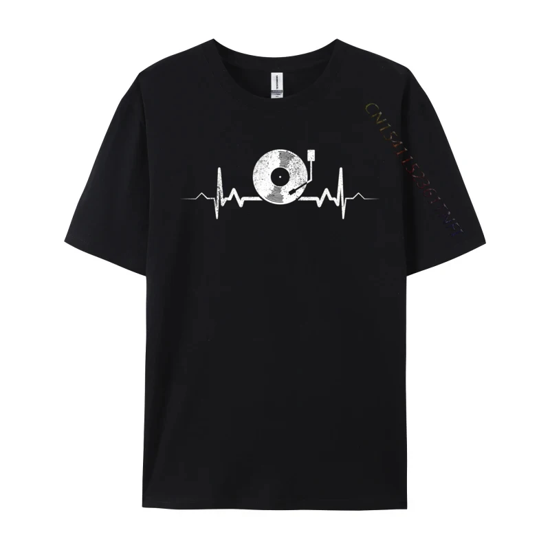 Vintage Retro Old School DJ Vinyl Record Heartbeat Normal All Cotton Mens Top T-shirts Normal Tops Shirts Oversized