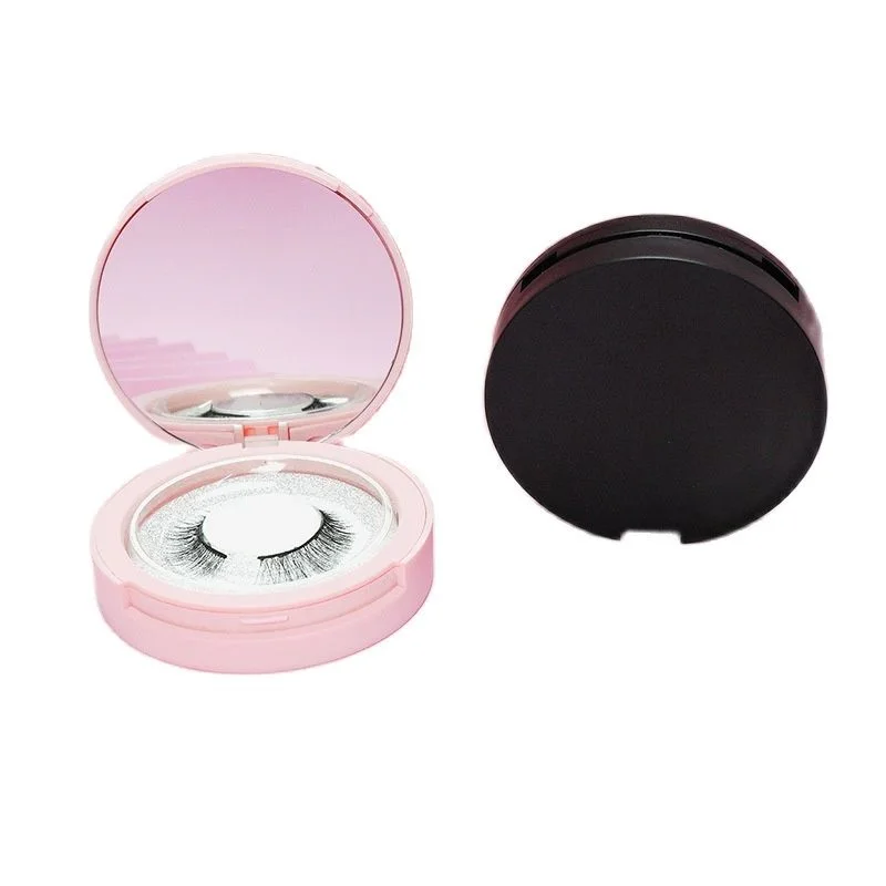 Empty Blush Compact Pressed Powder Case Matte Pink Black 2 Pairs Lashes Holder Storage False Eyelash Packaging Box 10pcs