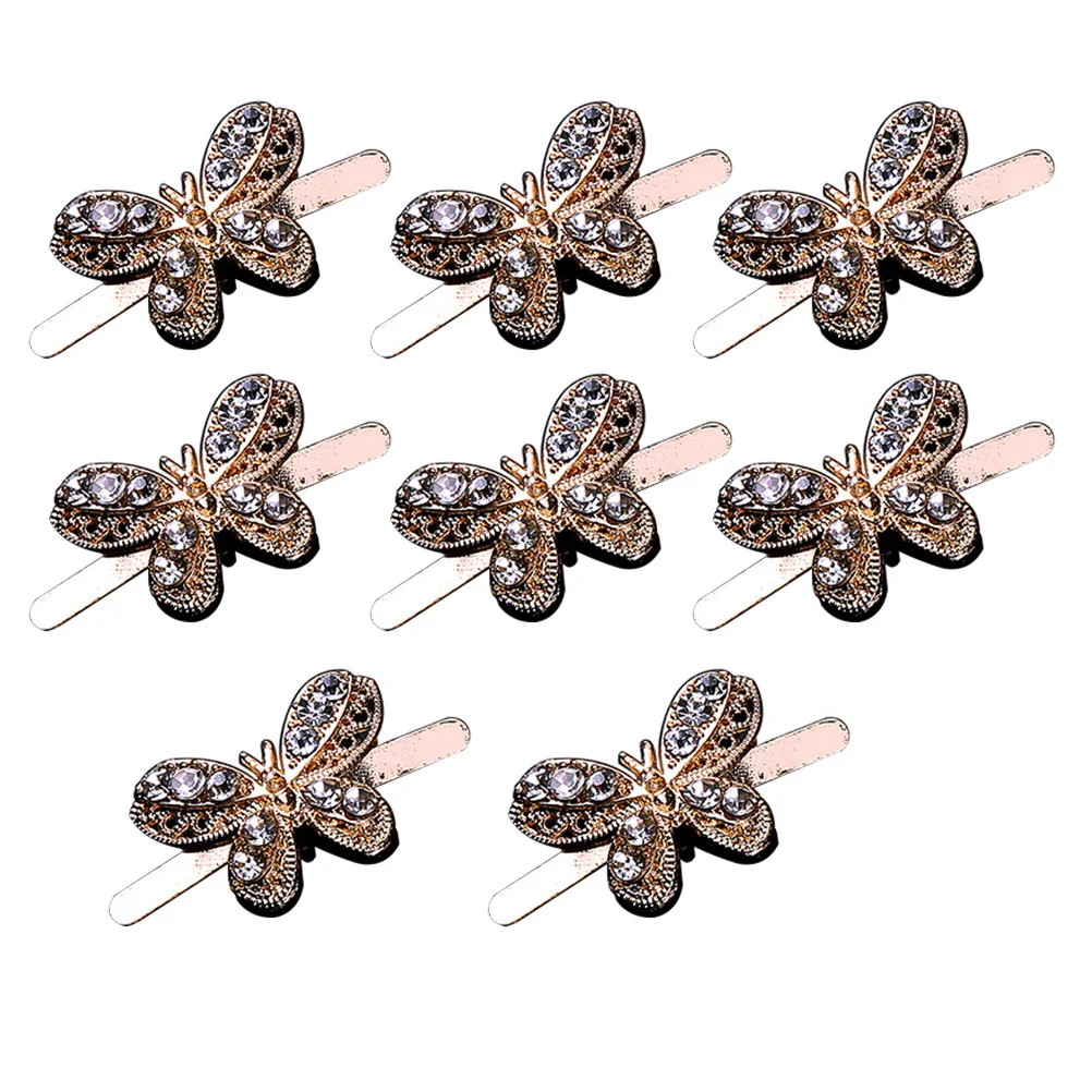 

8pcs Alloy Shoes Buckle Golden Creative Shoe Clips Diy Diamond Charms Decorative Accessories For High Heels Sandals Flat Shoes