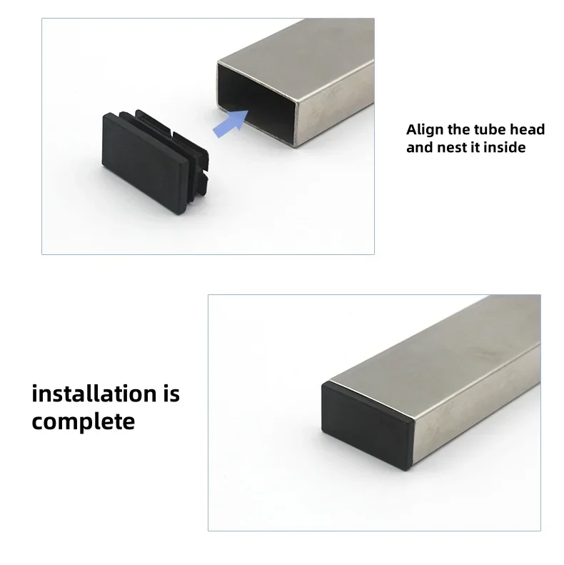 5-50pcs Plastic Blanking End Caps 10-60mm Square Pipe Plug Black Rectangular Pipe Plug Inserts Table Chair Furniture Foot Cover