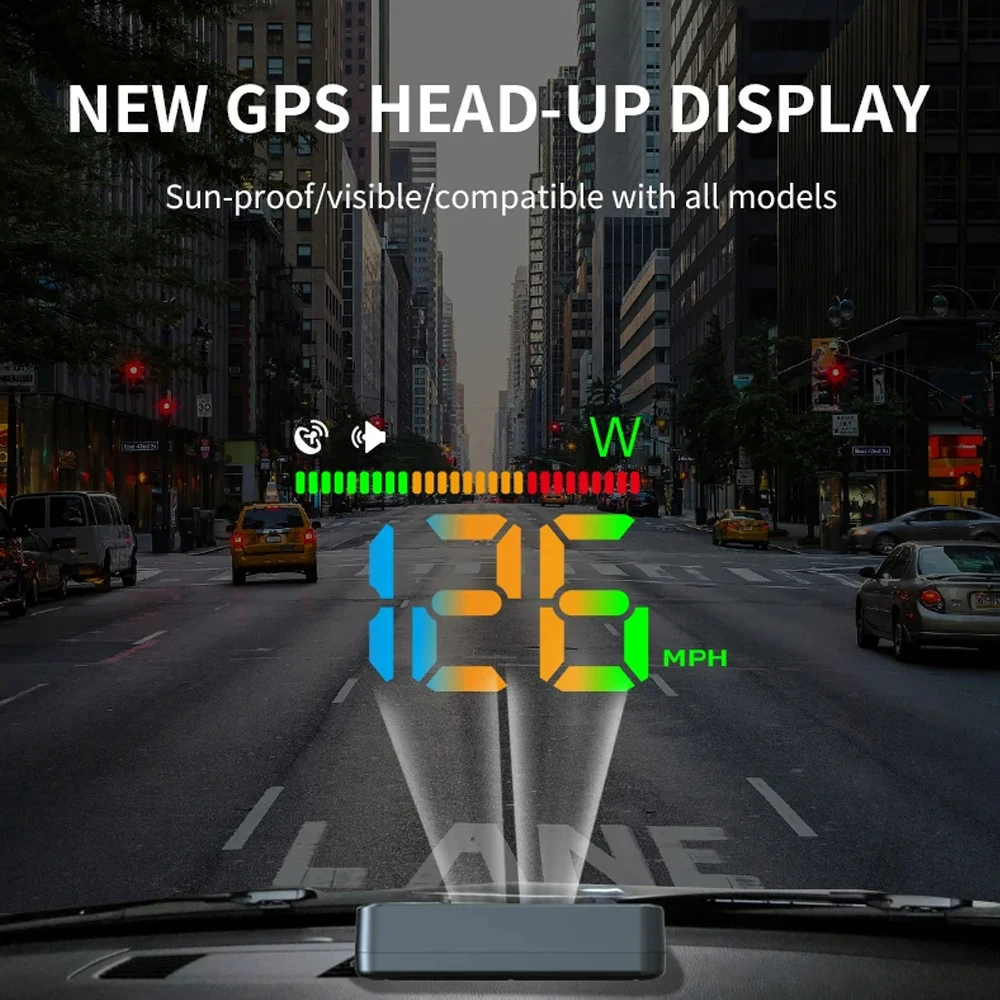 

H4 GPS Car HUD Head Up Display Digital Speedometer Compass Automatic Photosensitive Overspeed Alarm Fit For All Cars Easy to Use