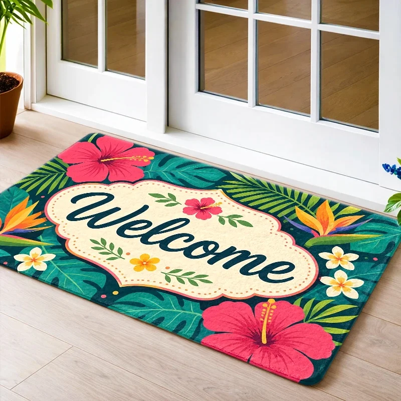 Charming Christmas Floor Mat  Cute Gnome Winter Snow Scene with Festive Ornaments Art Decor Rug for Home Entryway Space