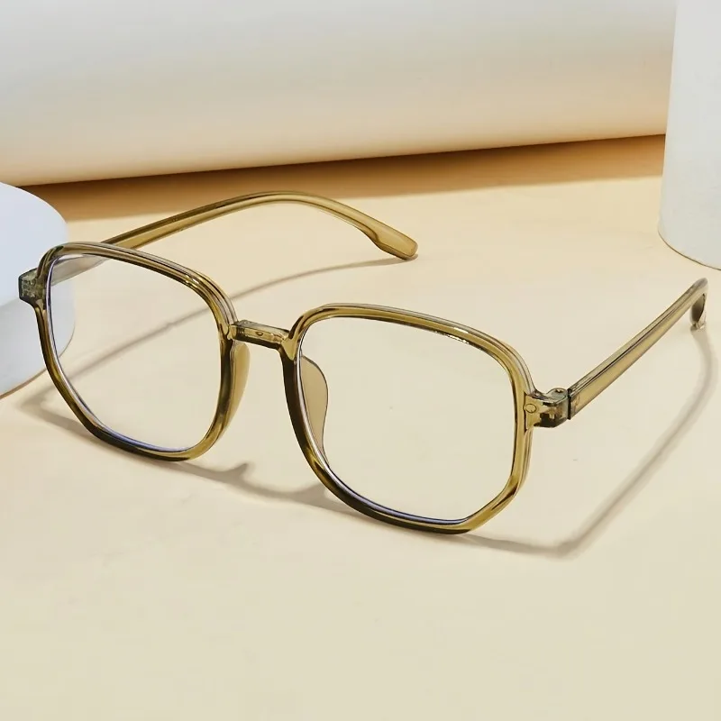 Women's Jelly Colored Fashionable Flat Frame Glasses