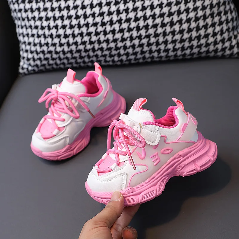 Scarpe da ginnastica con plateau per bambini autunno moda scarpe da ragazza rosa suola morbida scarpe da bambino antiscivolo per ragazzi scarpe da